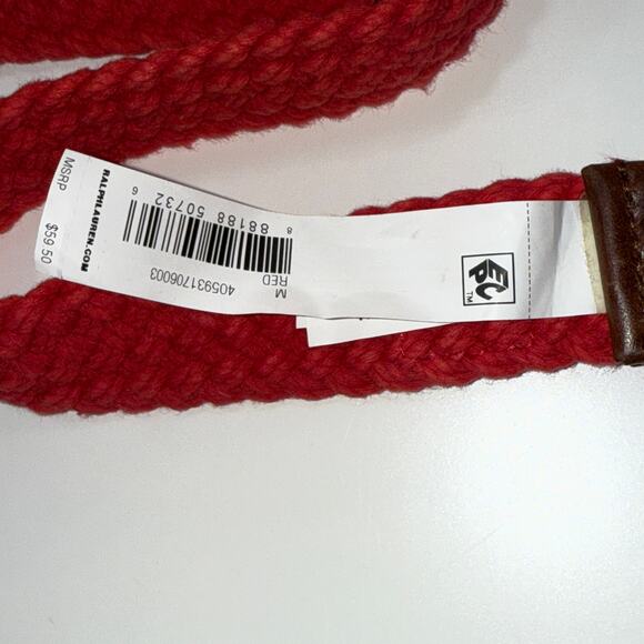 Polo Ralph Lauren Men's Braided Cotton Belt - Chili Pepper Medium $59 - Picture 7 of 8